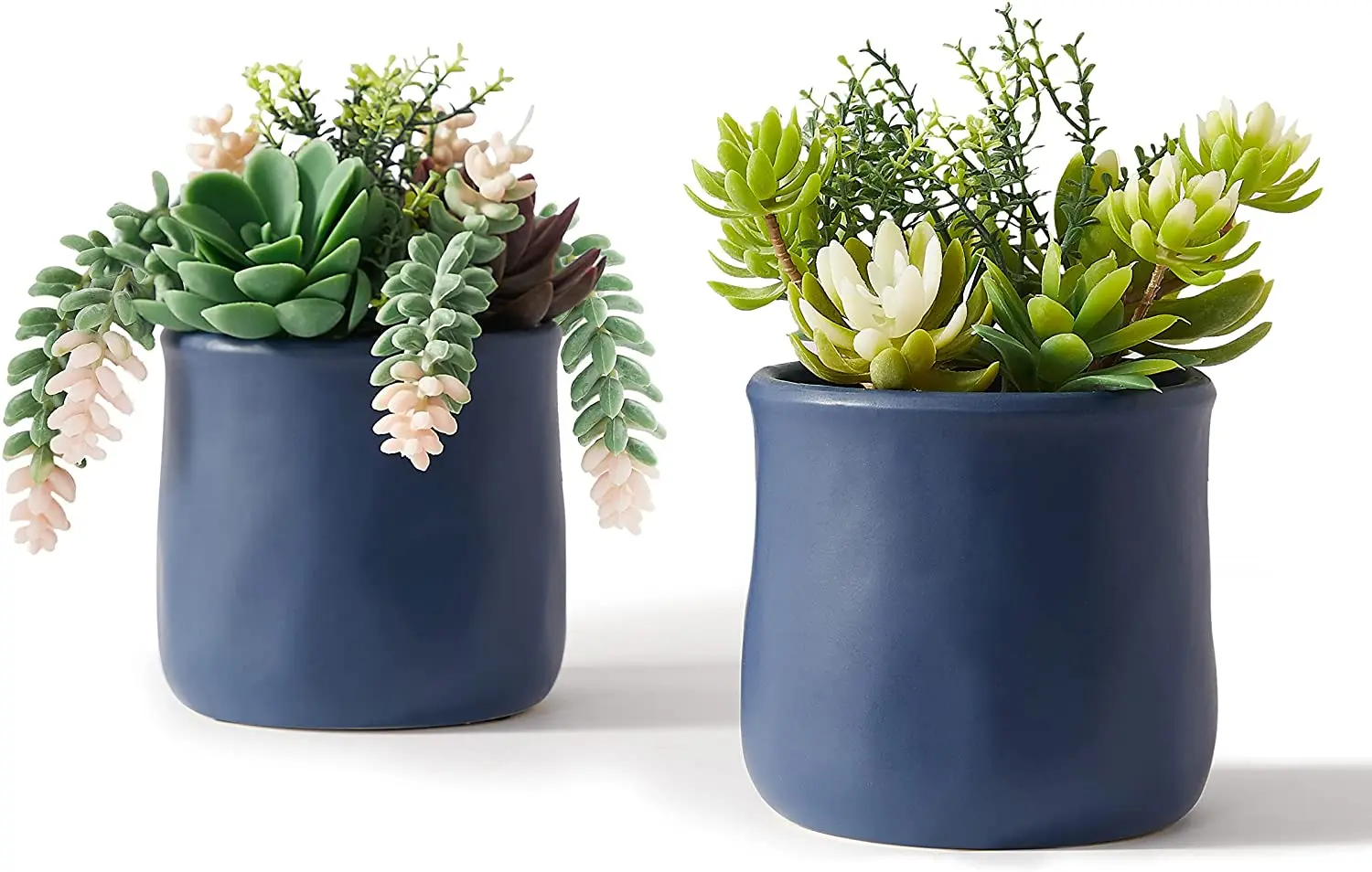 

Artificial Succulent in Blue Ceramic Pots, 2 Packs Faux Plants for Desk, Office, Bedroom, Living Room, Home Decor