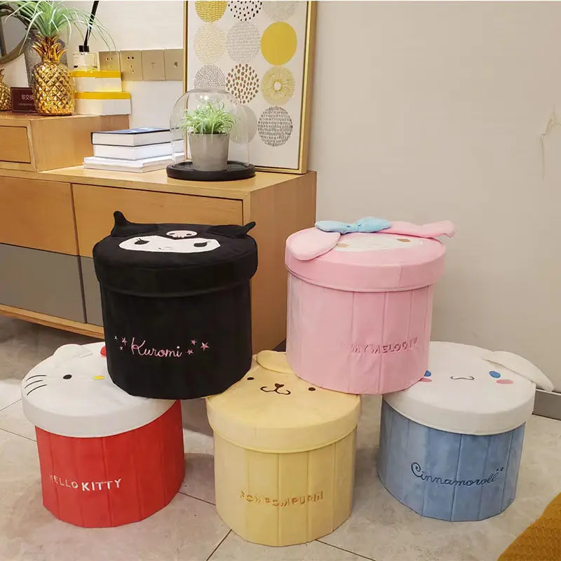 

Sanrio Kawaii Anime Cartoon series Kuromi Cinnamoroll Cute foldable storage box desktop storage barrel folding storage box