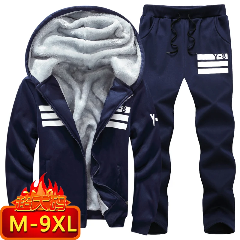 Big Size 7XL 8XL 9XL Brand Men Sets Autumn winter Sporting Suit Sweatshirt + Sweatpants Mens Clothing 2 Pieces Sets Tracksuit