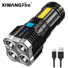 Портативный 4-ядерный светодиодный фонарик Xiwangfire, супер яркий Перезаряжаемый Многофункциональный фонарь, наружный фонарь для кемпинга