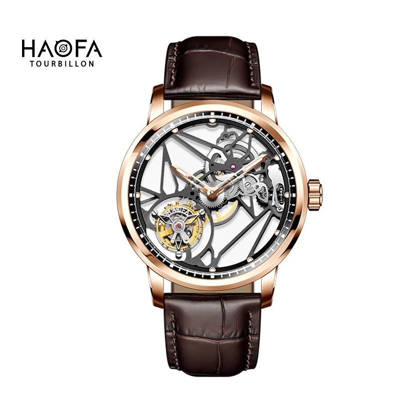 Мужские часы Haofa Luxury с настоящим турбийоном, механические, с ручным заводом, сапфировым стеклом, скелетонизированные, светящиеся, для бизнеса, модель 1925B (art.: 3920dabae29ae) - 3920dabae29ae
