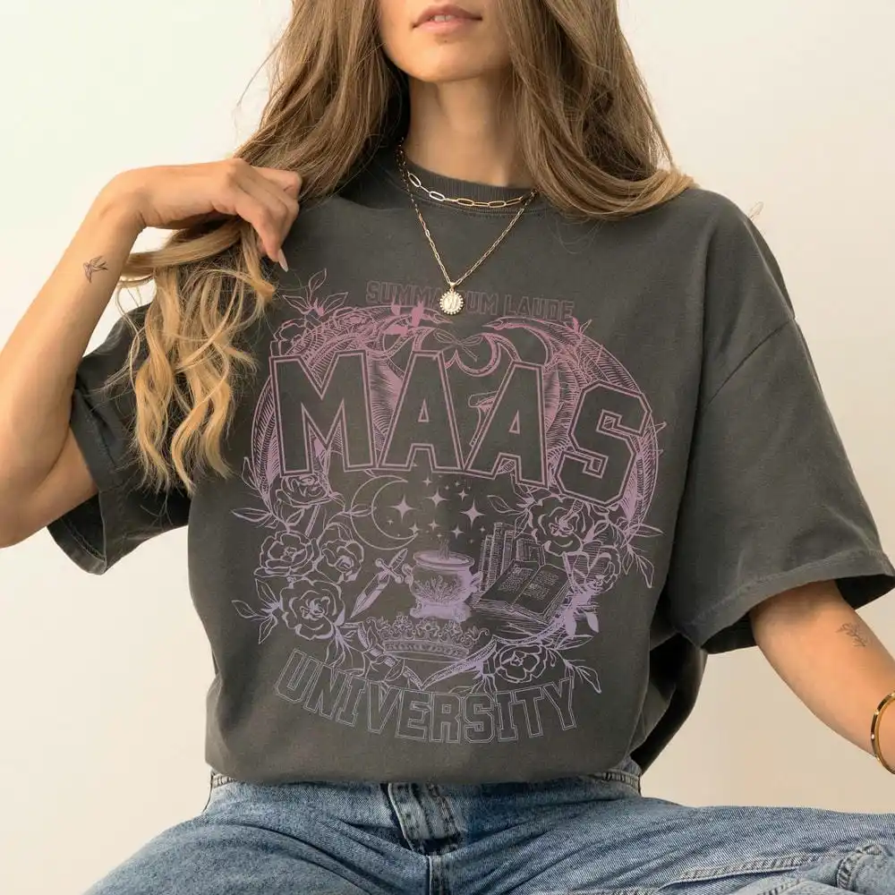 ACOTAR Series Sarah J Mass Рубашка Crescent City Merch Футболка Трон стекла Ретро Темная