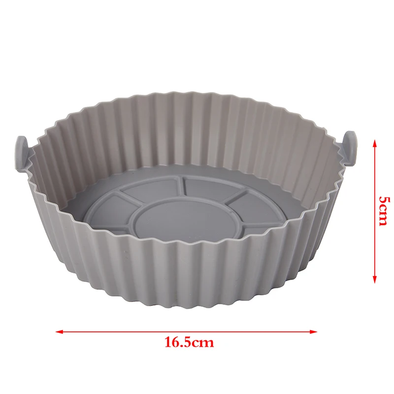 16.5cm Air Fryer Reusable Pot Silicone Oven Baking Tray Round Liner Easy Clean  Pizza Plate Grill Pan Mat Air Fryer Accessories
