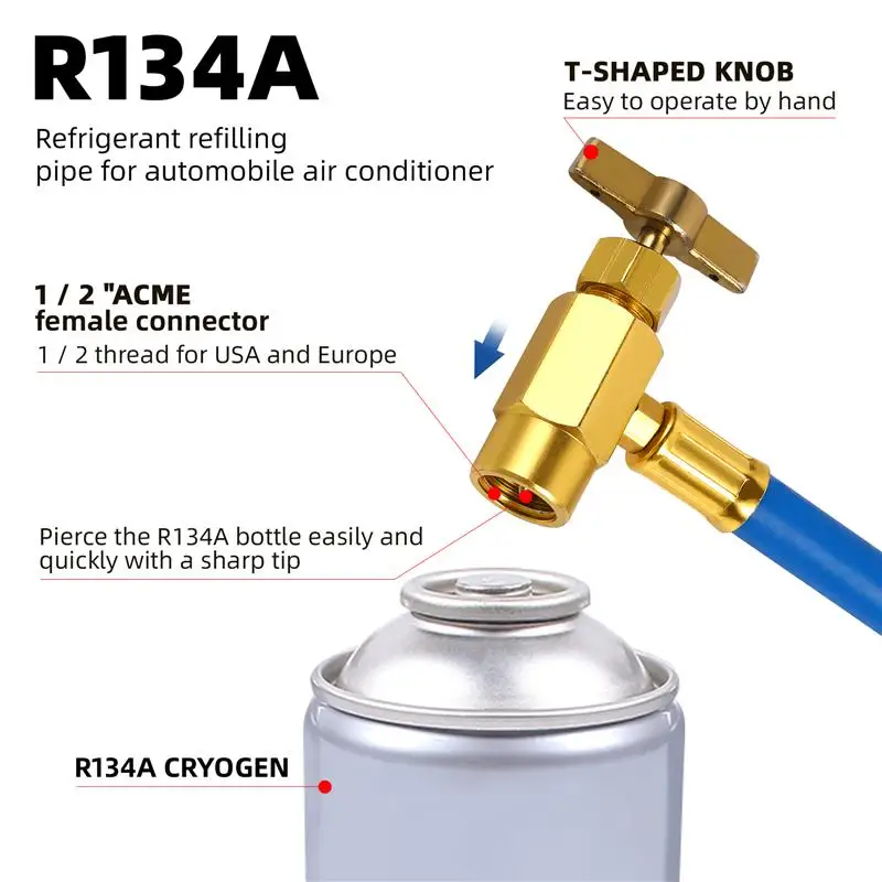 1pc tubo flessibile di ricarica per refrigerante per auto aria condizionata tubo di ricarica per refrigerante con manometro (R134A)