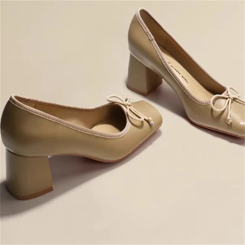 Женские туфли с бантом-бабочкой кожаные туфли-лодочки на высоком каблуке