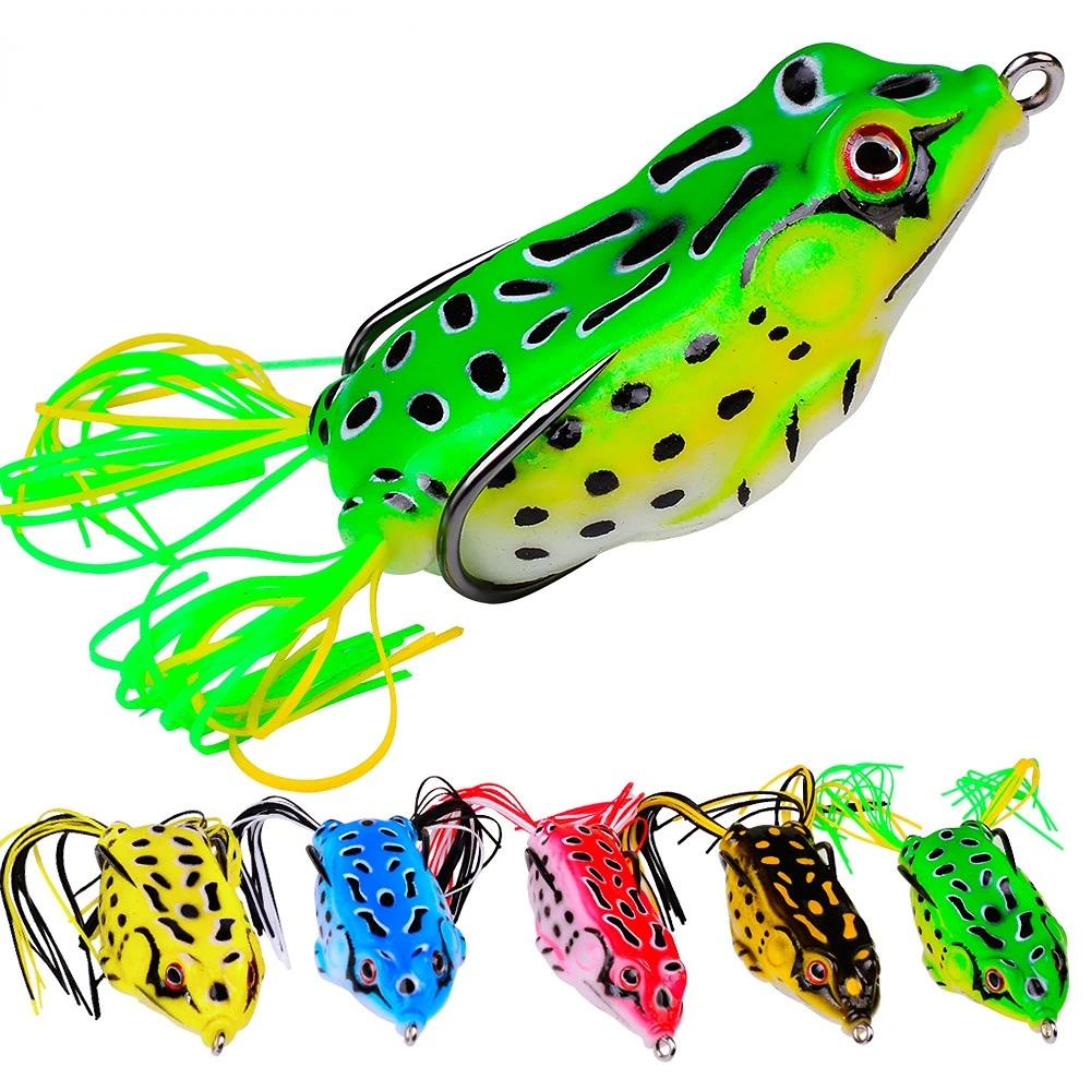 1 Pcs 5G 9G 13G 17.5G Frog Lure Soft Tube Bait Plastic Fishing Lure with Fishing Hooks Topwater Ray Frog Artificial 3D Eyes