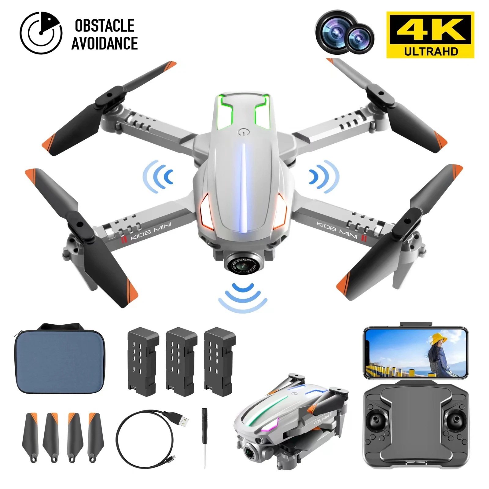 

Drone 4K HD Двойная камера Профессиональная инфракрасная инфракрасная трехсторонняя избегание препятствий Один ключ снять игрушки Quadcopter RC Dron