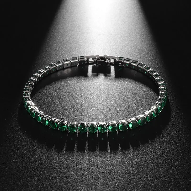 

Delicate Sparkling Cubic Zirconia Tennis Bracelet Ladies Ice Chain Silver Color Bracelet Wedding Engagement Jewelry Gift