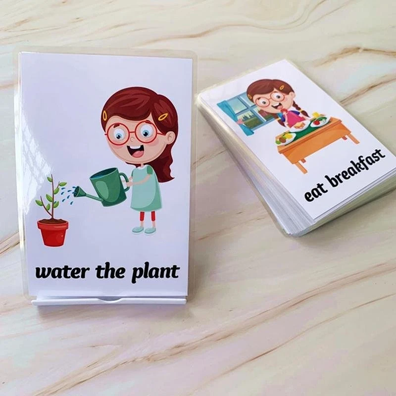 

English Learning Flash Cards Cartoon Daily Behavior Life Training Memory Cards Learning Toy Kids Early Education Toy
