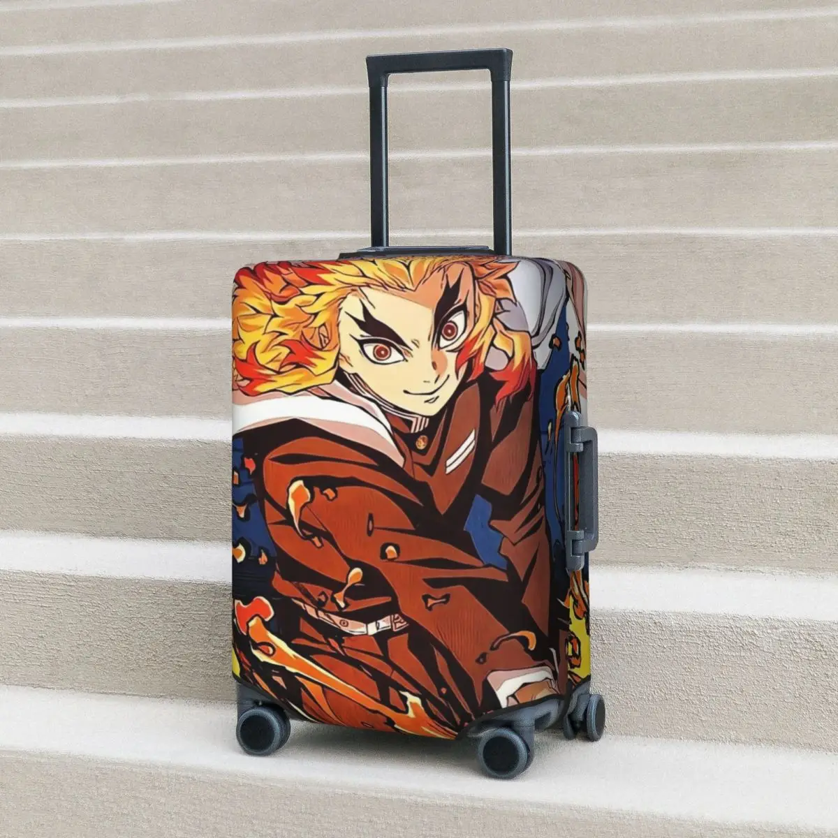 

Cute Demon Slayer Suitcase Cover Rengoku Kyojuro Travel Flight Strectch Luggage Supplies Protector