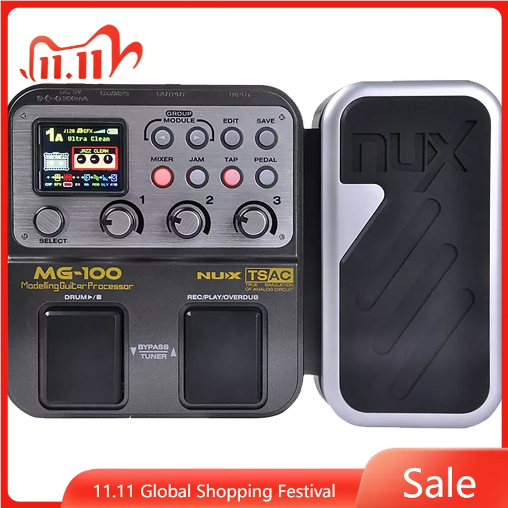 

NUX Guitar Pedal MG-100 Modeling Guitar Processor Multi-function Pedal Drum Tuner Recording Chord with LCD Guitar Accessories