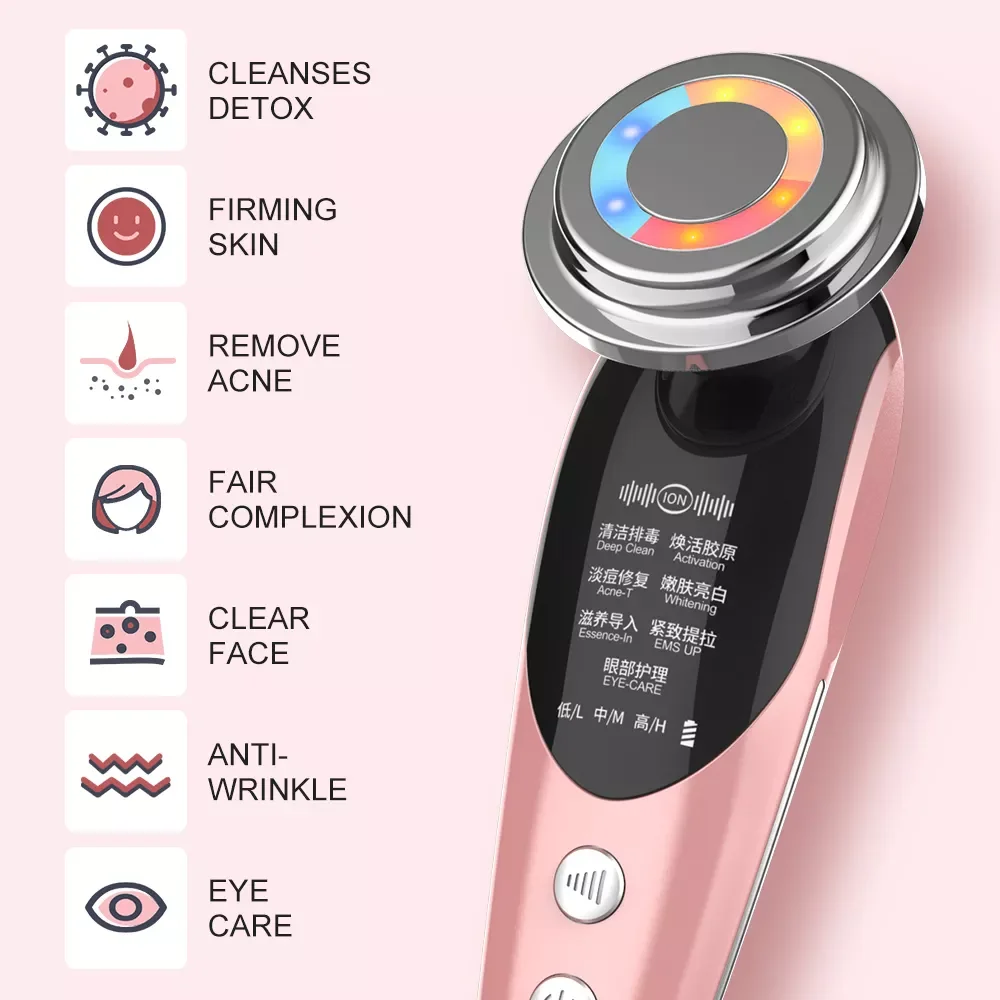 

NEW IN Face Massager Radio Mesotherapy Electroporation LED Light Therapy Sonic Vibration Wrinkle Removal Skin Tightening Skin Ca