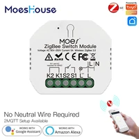 moeshouse tuya zigbee smart light switch module no neutral wire single fire smart life app control works with alexa google home
