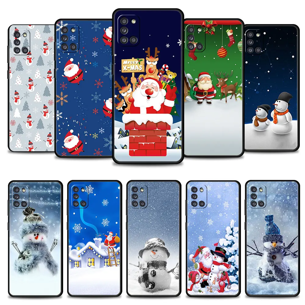 

Phone Case For Samsung Galaxy A52s A73 A72 A53 A33 A32 A22 A02s A21s A12 A31 A51 A71 A41 A23 A11 Capa Merry Christmas Snowman