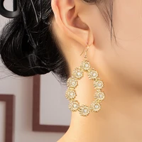 women jewelry exaggerated flower earrings popular design high quality shiny crystal drop earrings for women party gifts