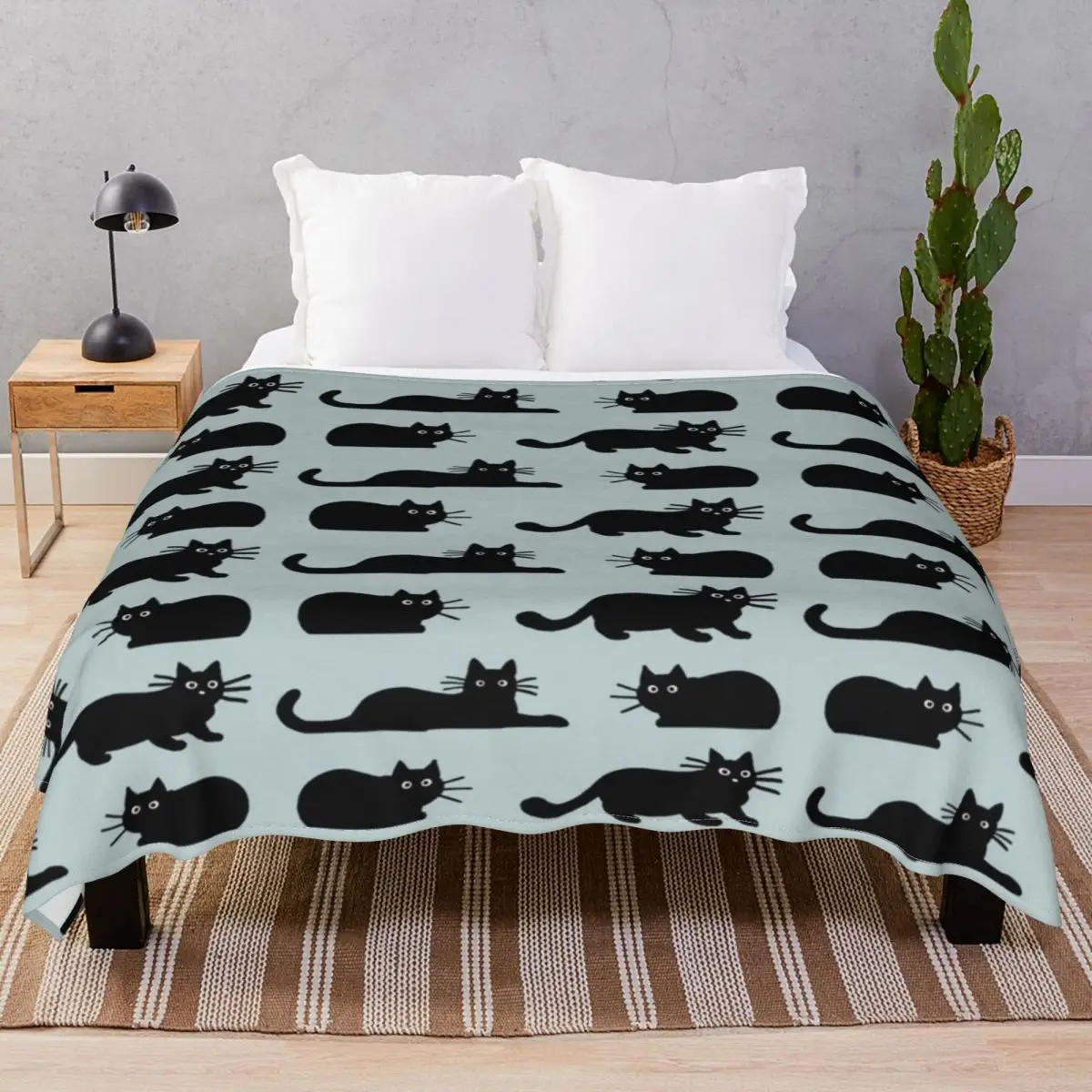 Black Cat Blankets Flannel Winter Multi-function Throw Blanket for Bedding Sofa Travel Cinema