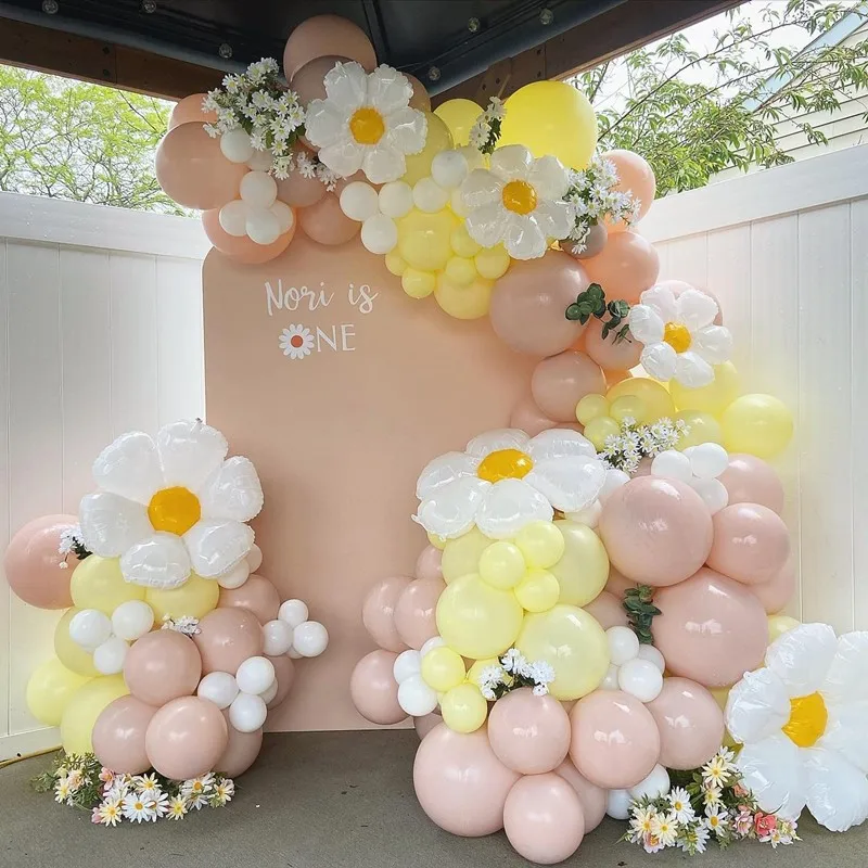 

133pcs Daisy Balloon Garland Arch Kit With Sunflower Pastel Macaron Ballon for Boho Birthday Party Baby Shower Decoration Globos