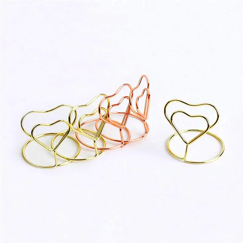 

10pcs Heart Shape Place Memo Card Holder Lovely Wire Table Number Holders with Base for Wedding Banquet Party Decorations