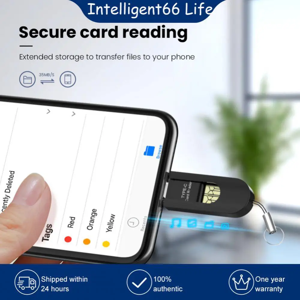 

High Speed Usb-c Tf Micro Tf Adapter Multifunctional Stable Otg Type-c Card Reader Usb2.0 Mini Card Reader Portable Black