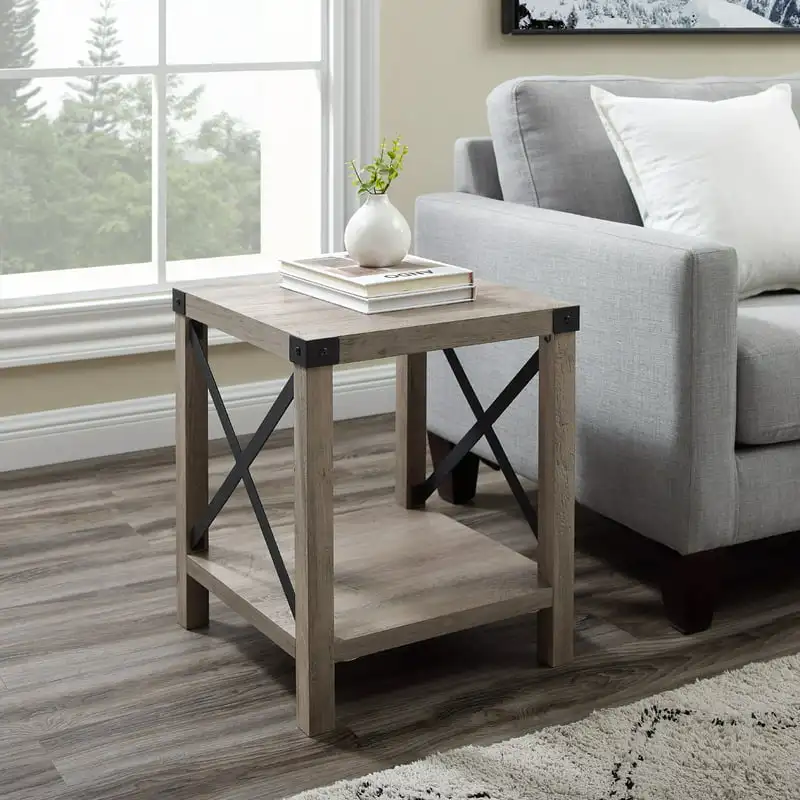 

Magnolia Metal X End Table, Grey Wash