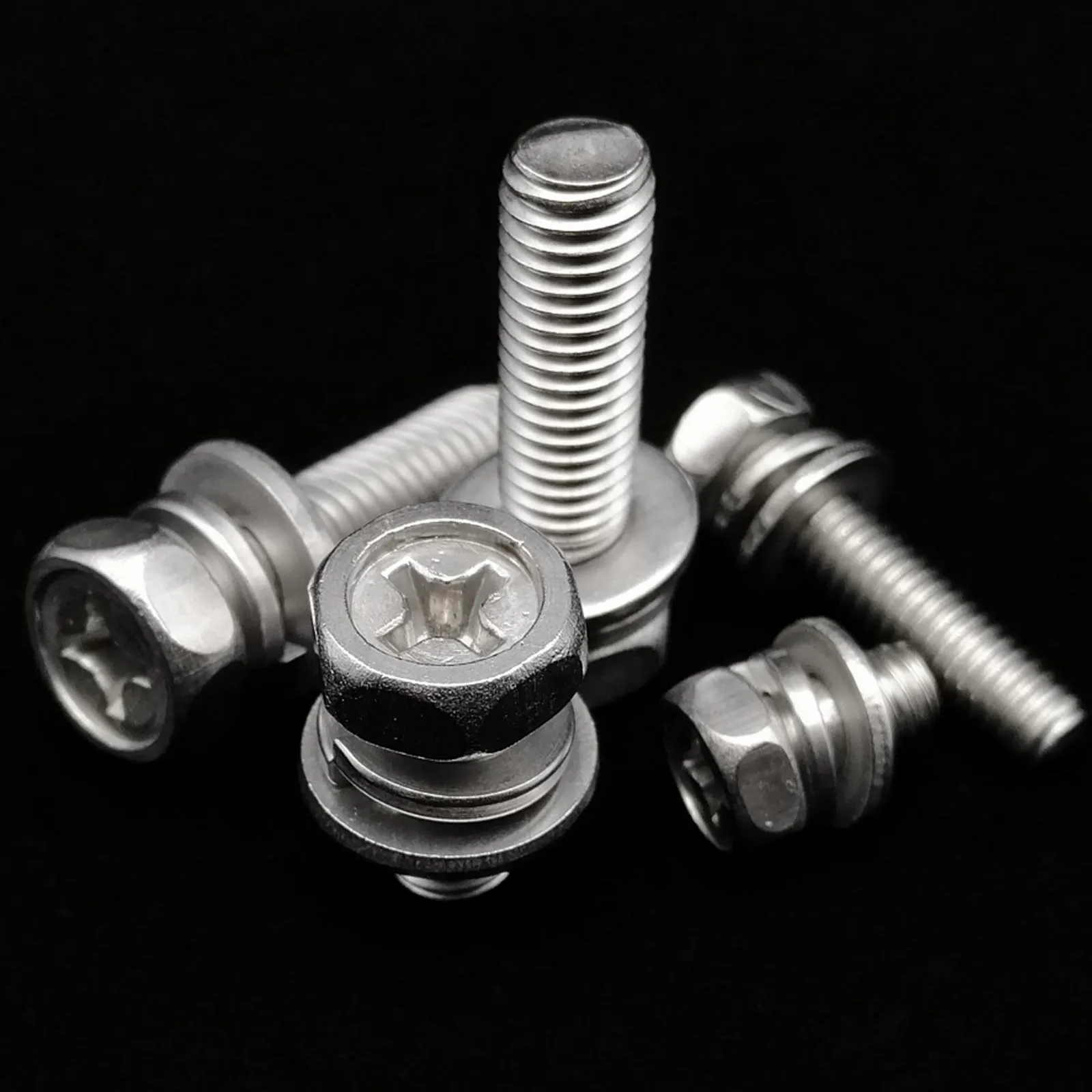 

M3 M4 M5 M6M8 Stainless Steel External Hex Hexagon Cross Phillips Head SEM Screw Bolt With Flat Washer Spring Gasket Combination
