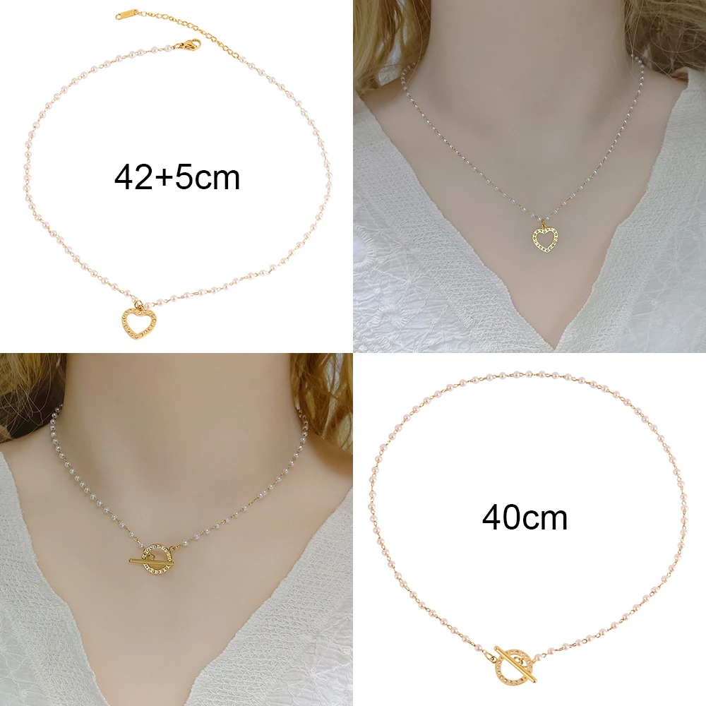 Модное жемчужное ожерелье Kpop для женщин из нержавеющей стали двухслойная