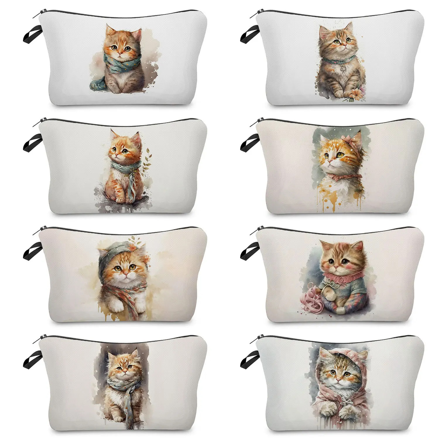 

Детский карандаш с рисунком животного, простой размер, милая мультяшная кошка с чернильным рисунком, косметичка с рисунком, портативная пляжная дорожная косметичка