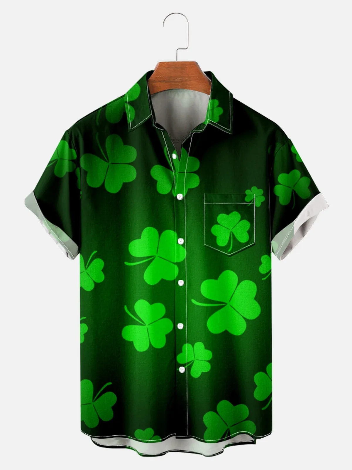 

Hawaiian Unisex Shirt, Summer Casual Shirt, Clover 3D Printed Short Sleeve, Loose and Breathable, 5XL, Beach Party