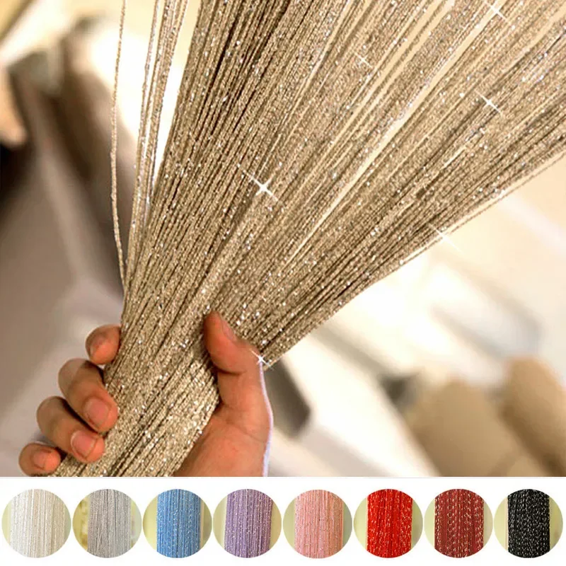 

1 piece 100x200cm Glitter String Cheap Door Curtain Beads Room Dividers Beaded Fringe polyester fabric Window Panel 1x2m