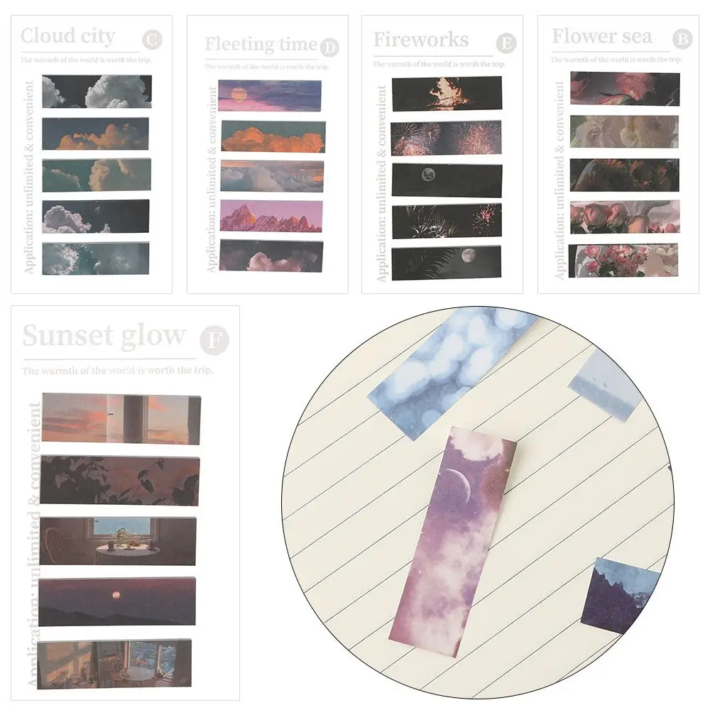 

Starry Sky Scenery Flower Painting Sunset Cloud Stationary Stickers Memo Pads Office Supplies Indexes Sticky Notes