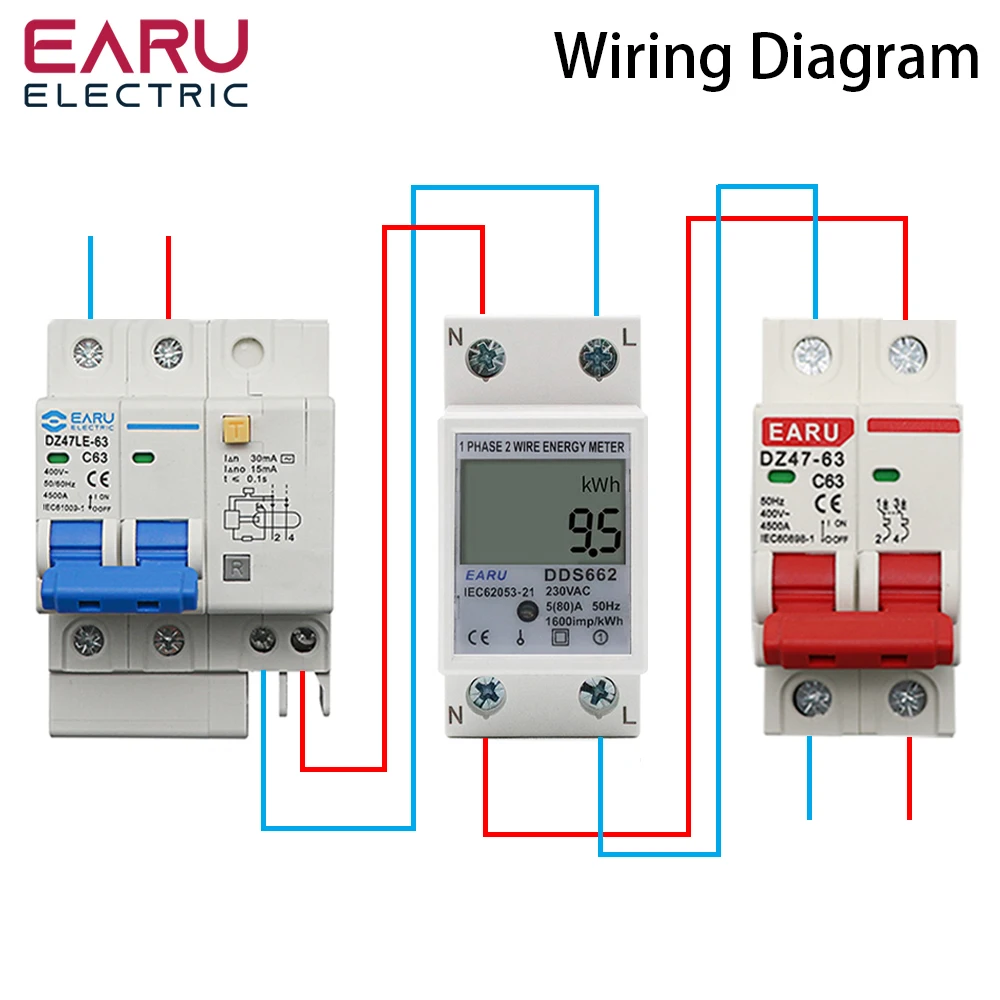 Din Rail Single Phase Two Wire LCD Digital Display Wattmeter Power Consumption Energy Electric Meter KWh AC 230V 50Hz Electric images - 6