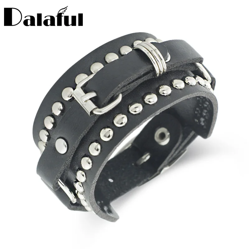 

Cool Bangles Gothic Rock Bracelets For Women Men & Unisex Punk Rivet Cool Wide Cuff Leather Belt Buckle Bracelets S331 New