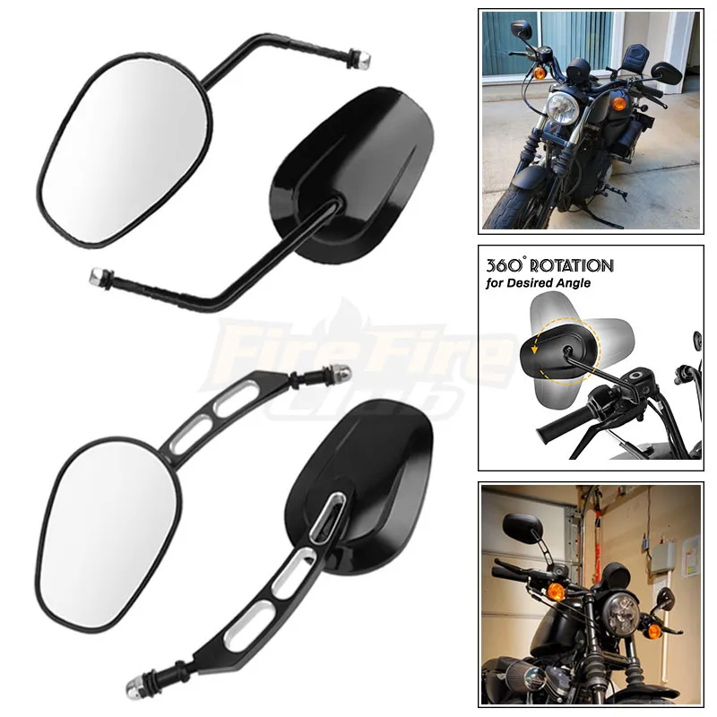 Мотоциклетное зеркало заднего вида 8 мм черные боковые зеркала для Harley Dyna Electra Glide