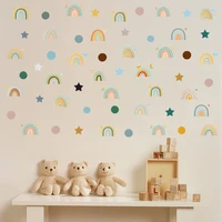 cartoon rainbow bohemian wall sticker rainbow stars polka dot pattern kids baby room bedroom living room warm decoration sticker