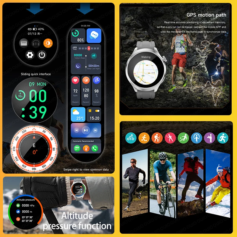 Новинка для Huawei GPS трек Смарт-часы Мужские Прочные Военные AMOLED HD-экран голосовые