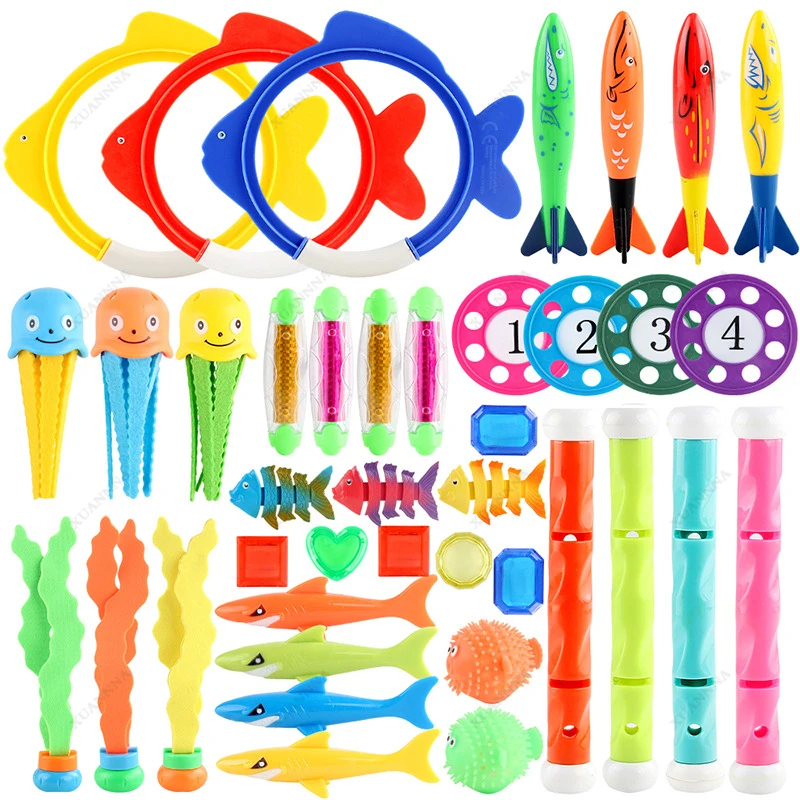 Retail Package New Summer Torpedo Rocket Throwing Toy Funny Swimming Pool Diving Game Toys Kids Boys Girls Underwater Dive Toy