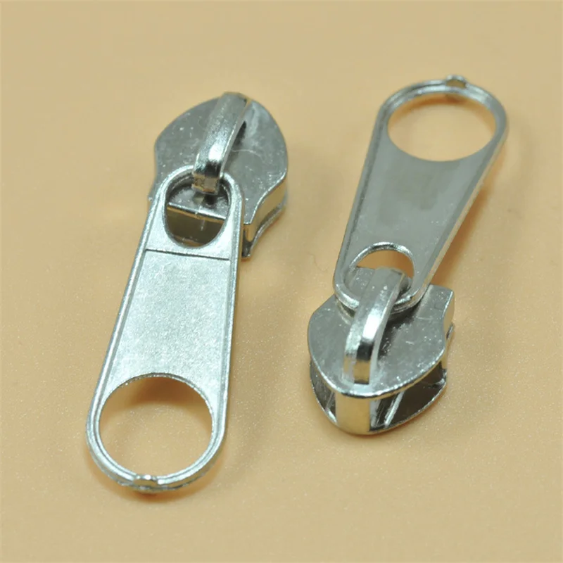 2 pieces reverse mounting Metal Nylon Zipper Head Non-locking slider self-locking Clothing Accessories |