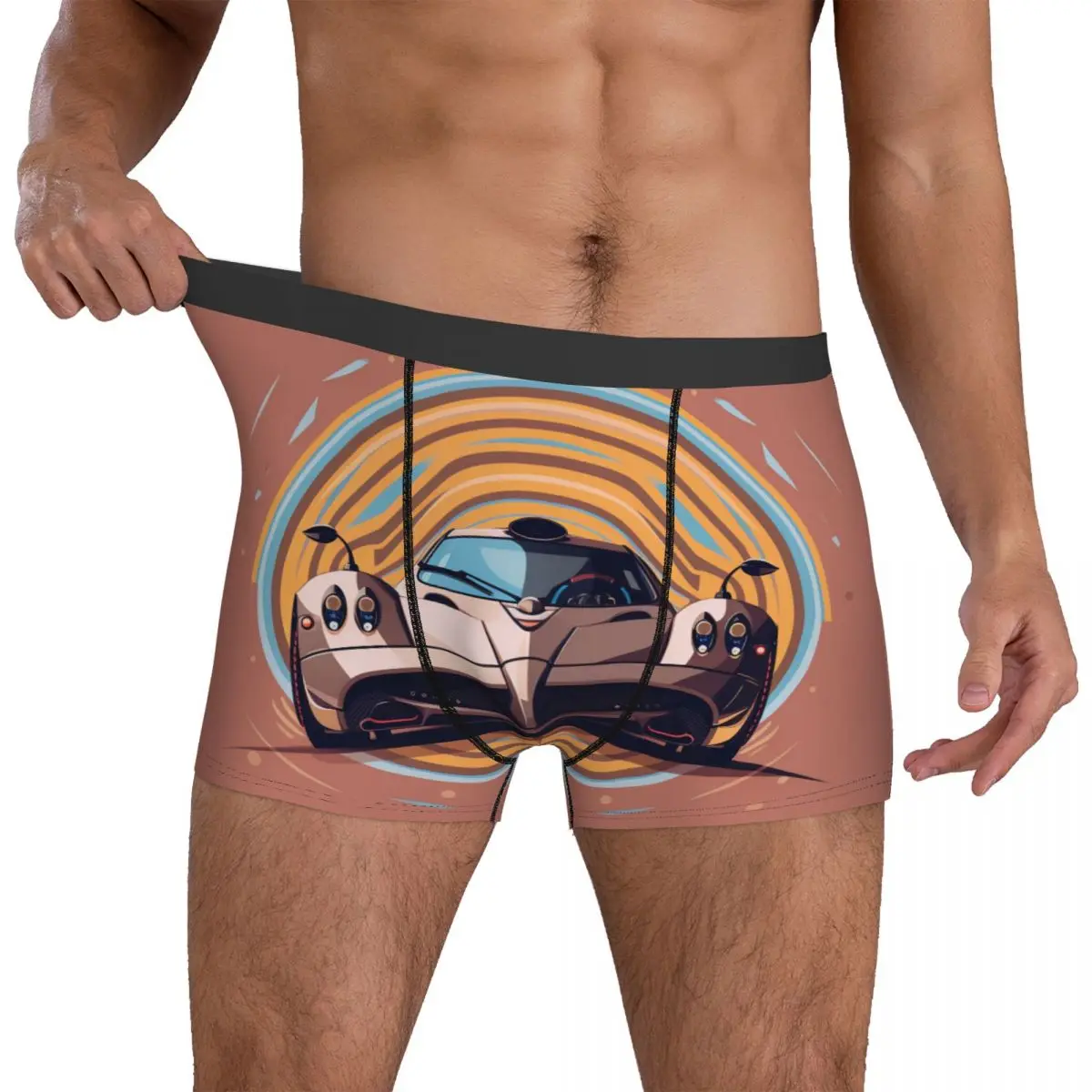 

Speed Sports Car Underwear 2D Elements Cartoon Male Shorts Briefs Elastic Boxershorts Trenky Sublimation Large Size Underpants