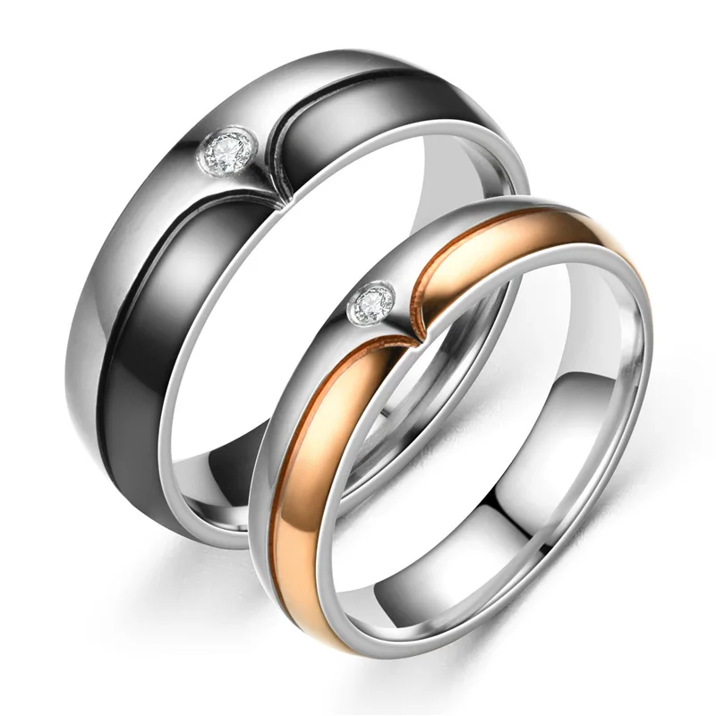 

TOOCNIPA 2022 New Stainless Steel 4/6mm Width Couple Rings Zircon Ring For Women And Men Engagement Rings For Girlfriend Gifts