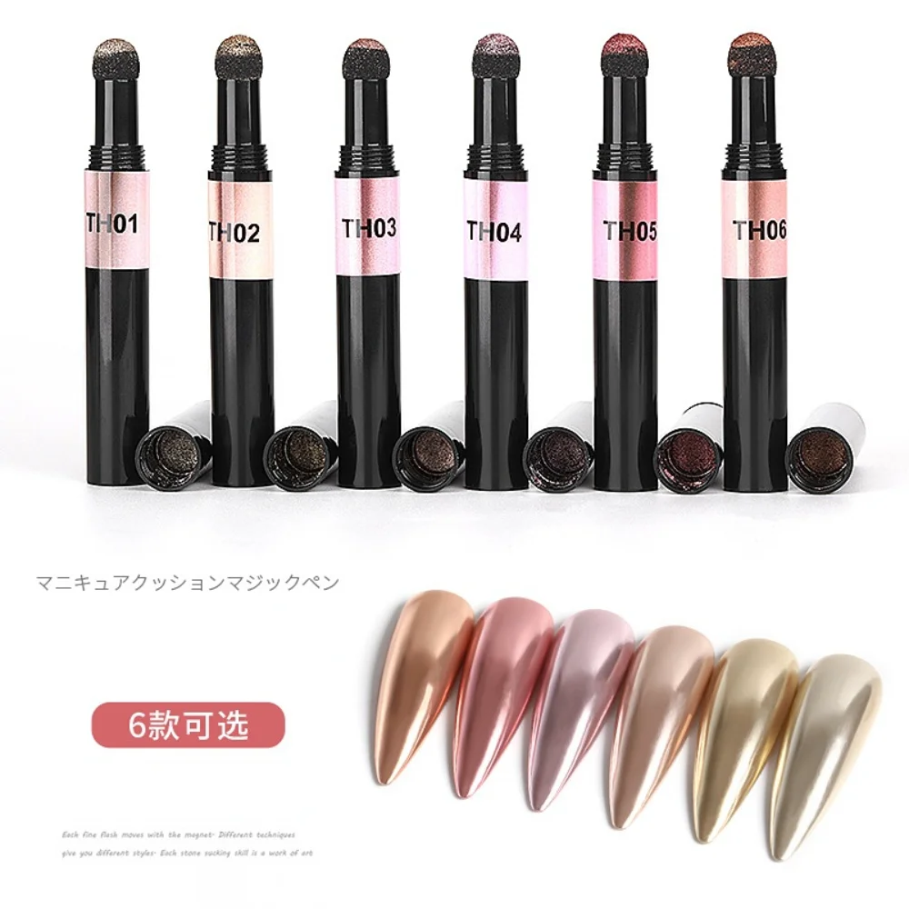 

Ручка для ногтей с гладкой поверхностью, разноцветная блестящая цветная ручка, не плавающая пудра Tuhao, Золотая пудра для ногтей, блестящие у...