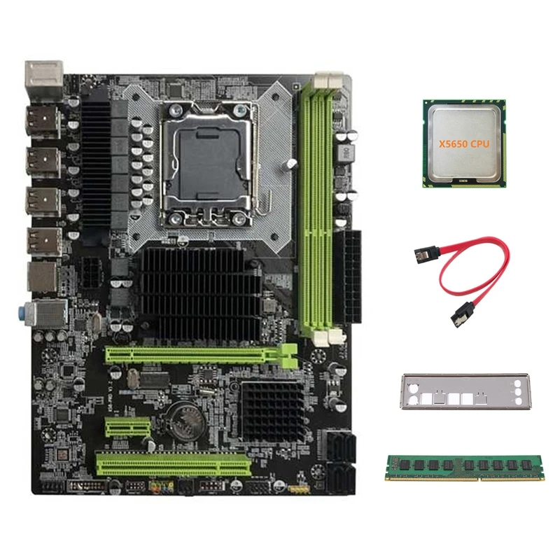 

FULL-X58 Motherboard LGA1366 Computer Motherboard Support RX Graphics Card With X5650 CPU+DDR3 4GB 1066Mhz RAM+SATA Cable