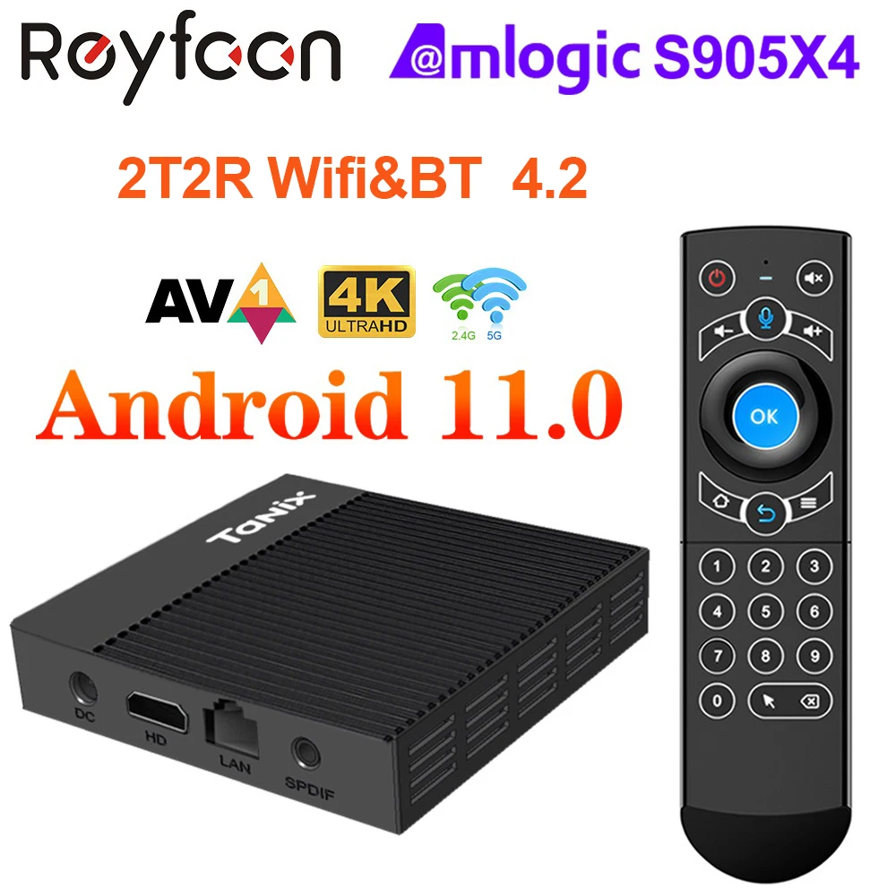 

Tanix X4 Amlogic S905X4 TV Box Android 11.0 2T2R Dual Wifi Support AV1 H.265 8K Google Voice Youtube Media Player 4GB 32GB 64GB