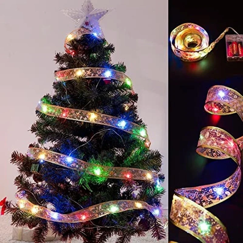 

Украшения для рождественской елки для дома, лента, сказочное освещение, Рождественское украшение, банты, гирлянда, Рождество, Новый год 2023