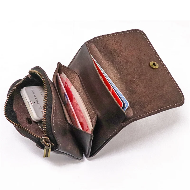 Винтажный Мужской бумажник для ключей из натуральной кожи с короткой