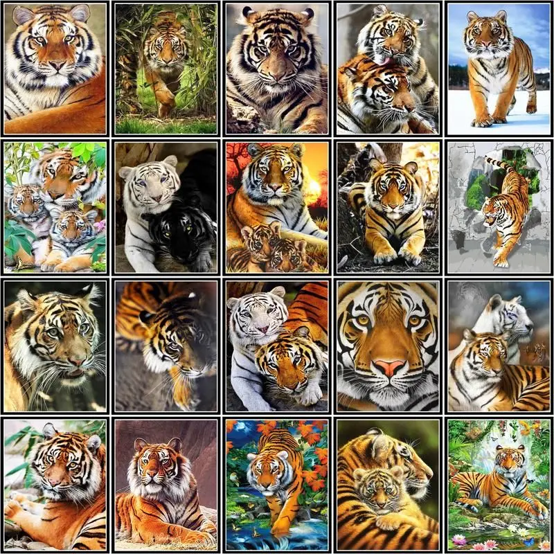 

CHENISTORY 5d Diamond Painting Tiger Diamond Embroidery Sale Cross Stitch Animals Mosaic Kit For Adults Children Diy Hobby Home