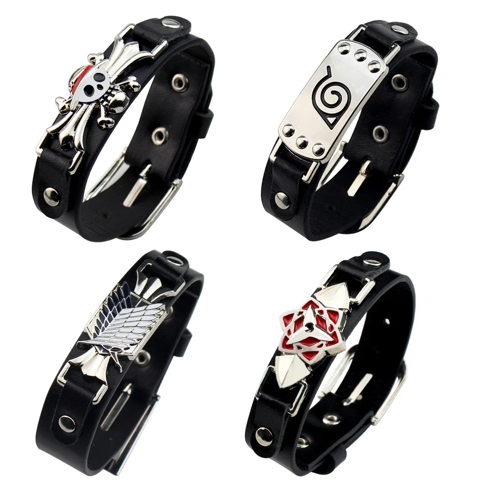 

Anime Peripherals Bracelet for Men Skull Punk Hip Hop Rock Domineering Fashion Jewelry Leather Woven Bangle Punk Bracelet