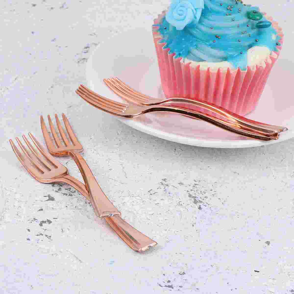 

Fork Disposable Plastic Mini Dessert Flatware Salad Cutlery Cocktail Utensils Silverware Cake Gold Tasting Fruit Appetizer Forks