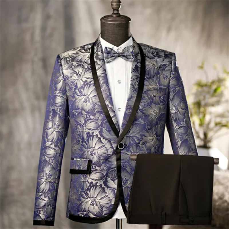 New suits men's blazers fashion jackets choir host costume homme male singer adult stage dress trajes de hombre terno masculino