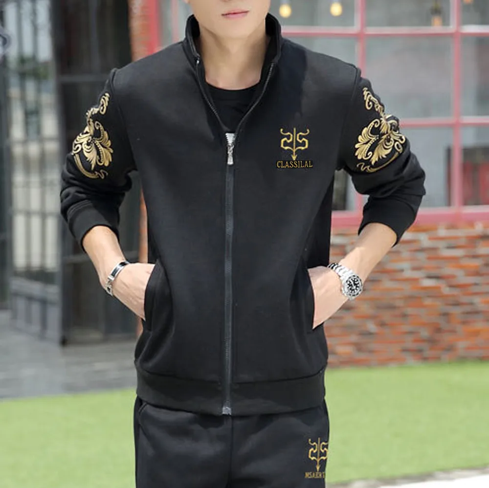 

Men's Autumn Winter Thicken Sweatshirt Top Pants Sets Sports Suit Tracksuit Men Cotton Sets Outfits Men Sweatpants Outfits