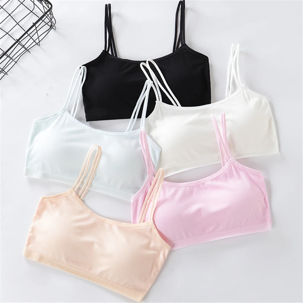 Soft Cotton Children Girls Underwear Kids Girl Solid Color Vest Bra Tank Top Crop Tops for Teen Girl 9-16Years enlarge